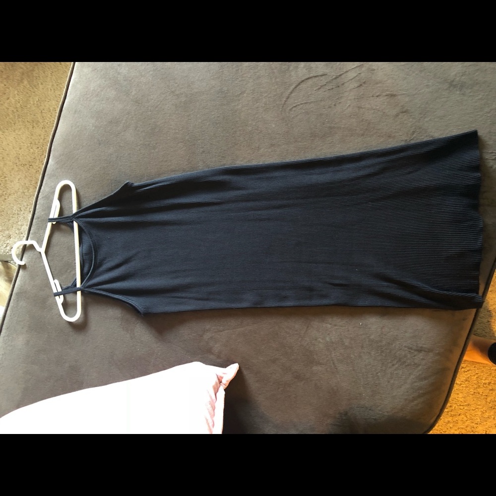 High neck form fitting ribbed dress